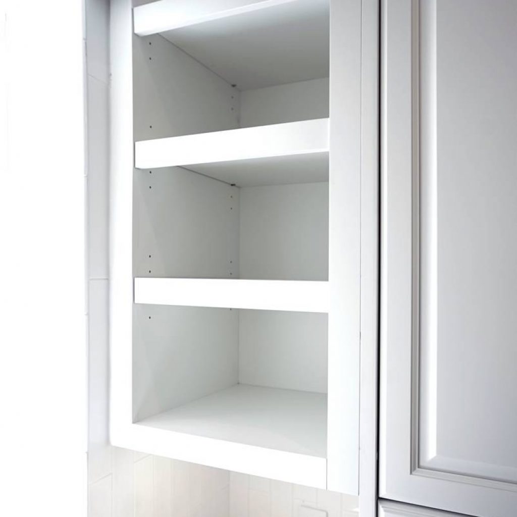 A blind corner cabinet maximizes storage in small spaces