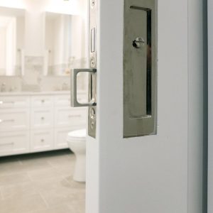 NYC prewar bathroom renovation with pocket doors