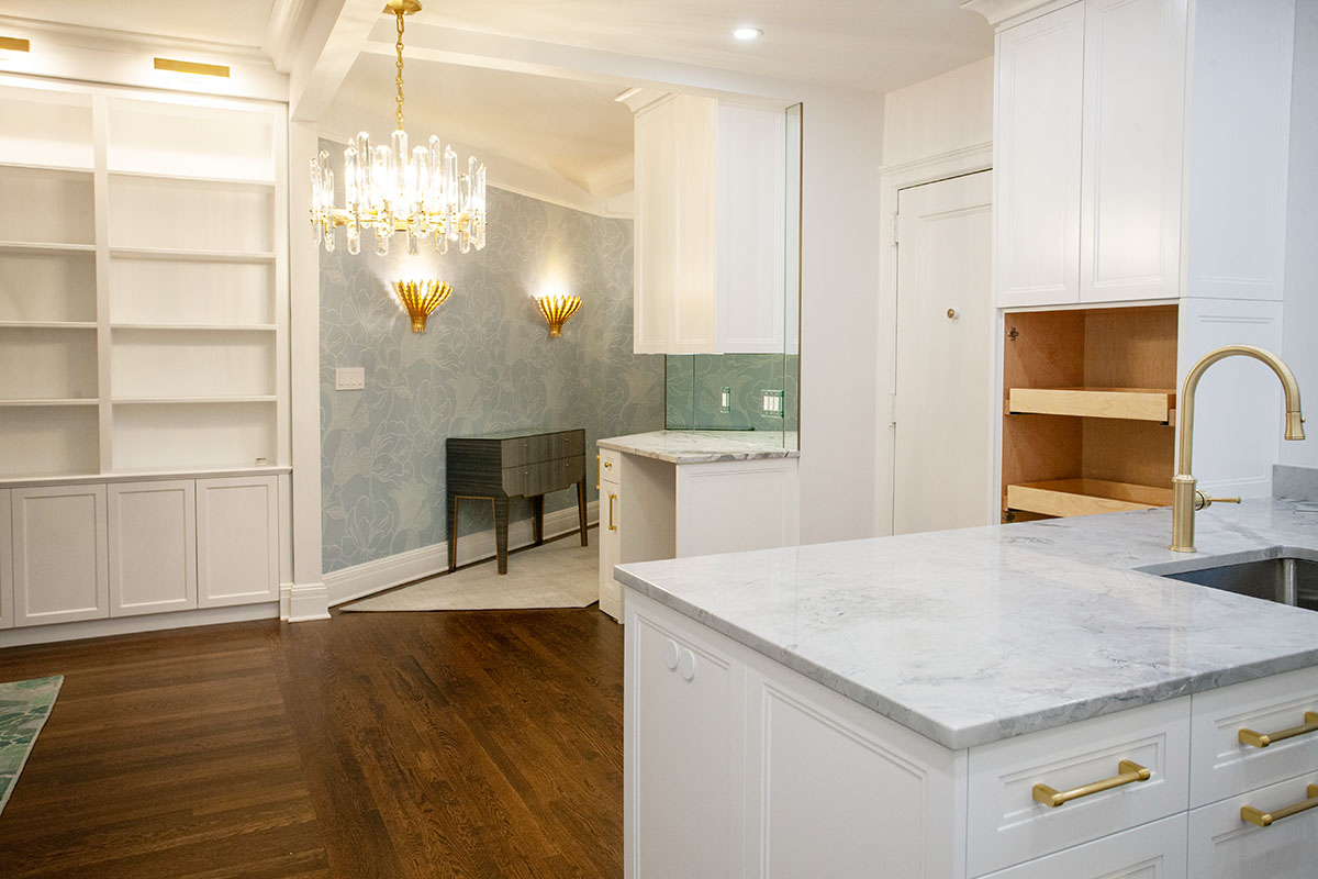Kitchen Expansion in 3BR Prewar Transitional Gut Reno on the UES Converting a UES Prewar 2BR into a 3BR 