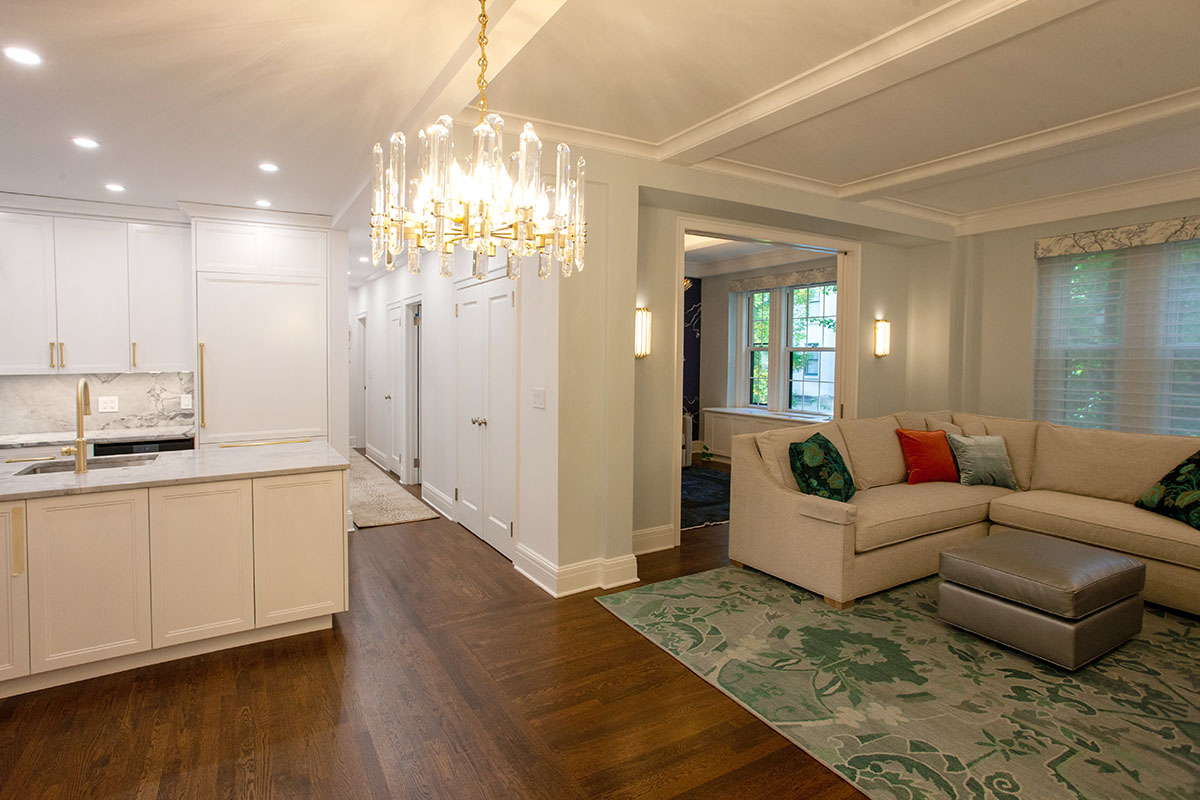 Custom lighting in 3BR Prewar Transitional Gut Reno on the UES Converting a UES Prewar 2BR into a 3BR 
