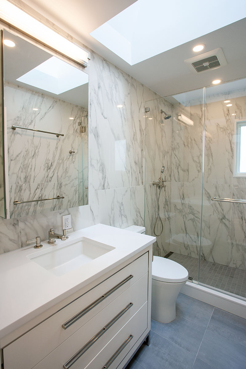 Basement Bathroom Renovation in Atlantic Beach, NY by Paula McDonald Design Build & Interiors 