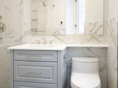 NYC bathroom renovation with custom vanity