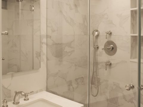 Manhattan gut renovation with custom bathroom vanities